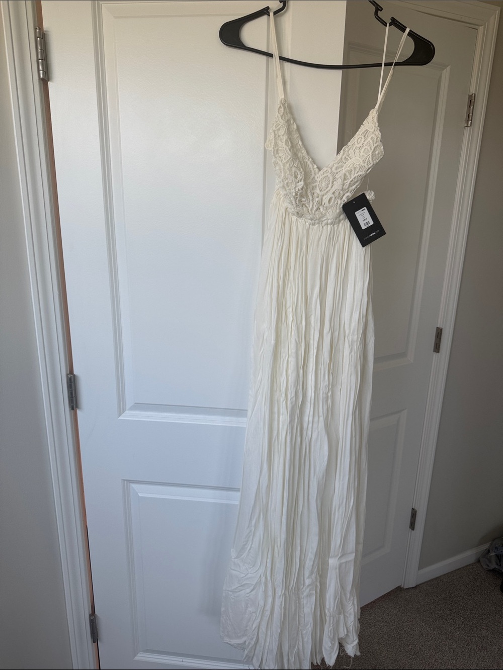 Fashion Nova Ivory Smocked Bodice Maxi Dress